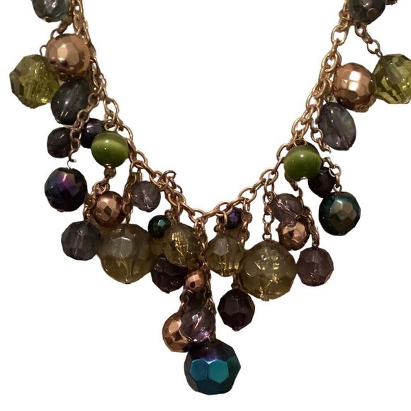 Gold tone necklace with multi color beads. NWOT - Picture 3 of 3
